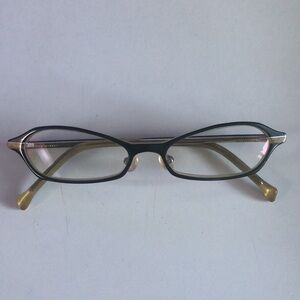 Prodesign Denmark Small Rectangular Eyeglasses Frame Muted Green Golden